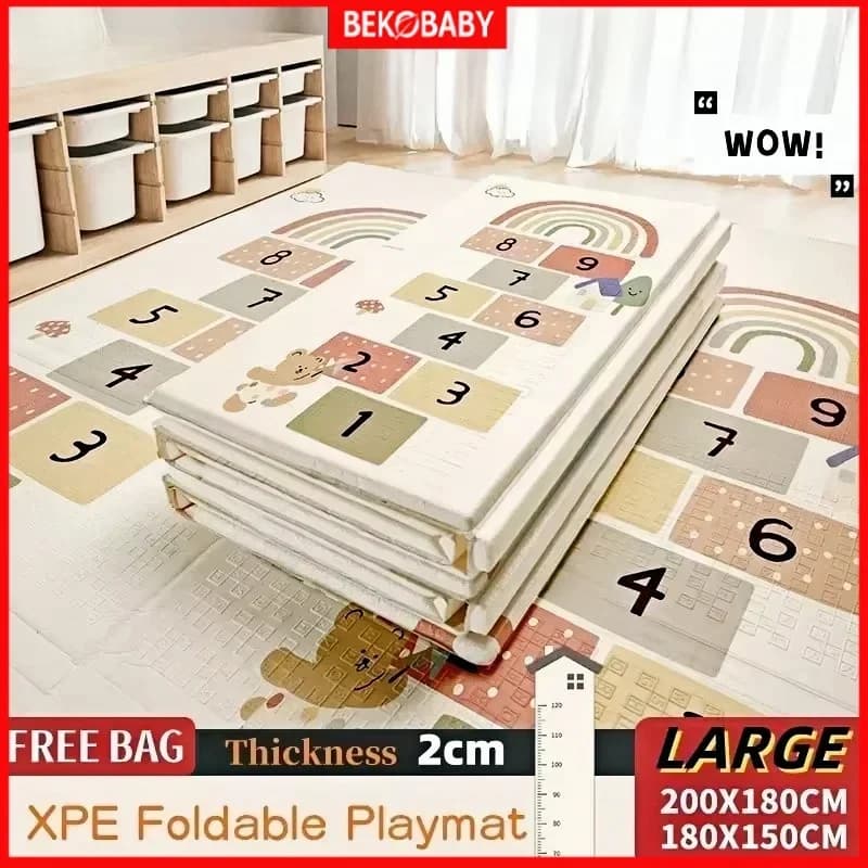 משטח משחק לתינוקות - דו צדדי, מתקפל ועמיד במים!