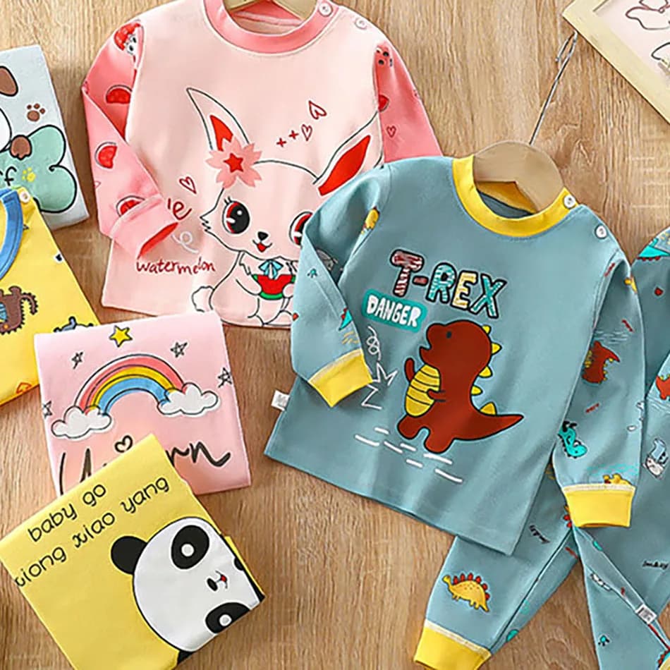 סט פיג'מות קוטון איכותיות לילדים - עיצובים מקסימים לשינה נעימה!