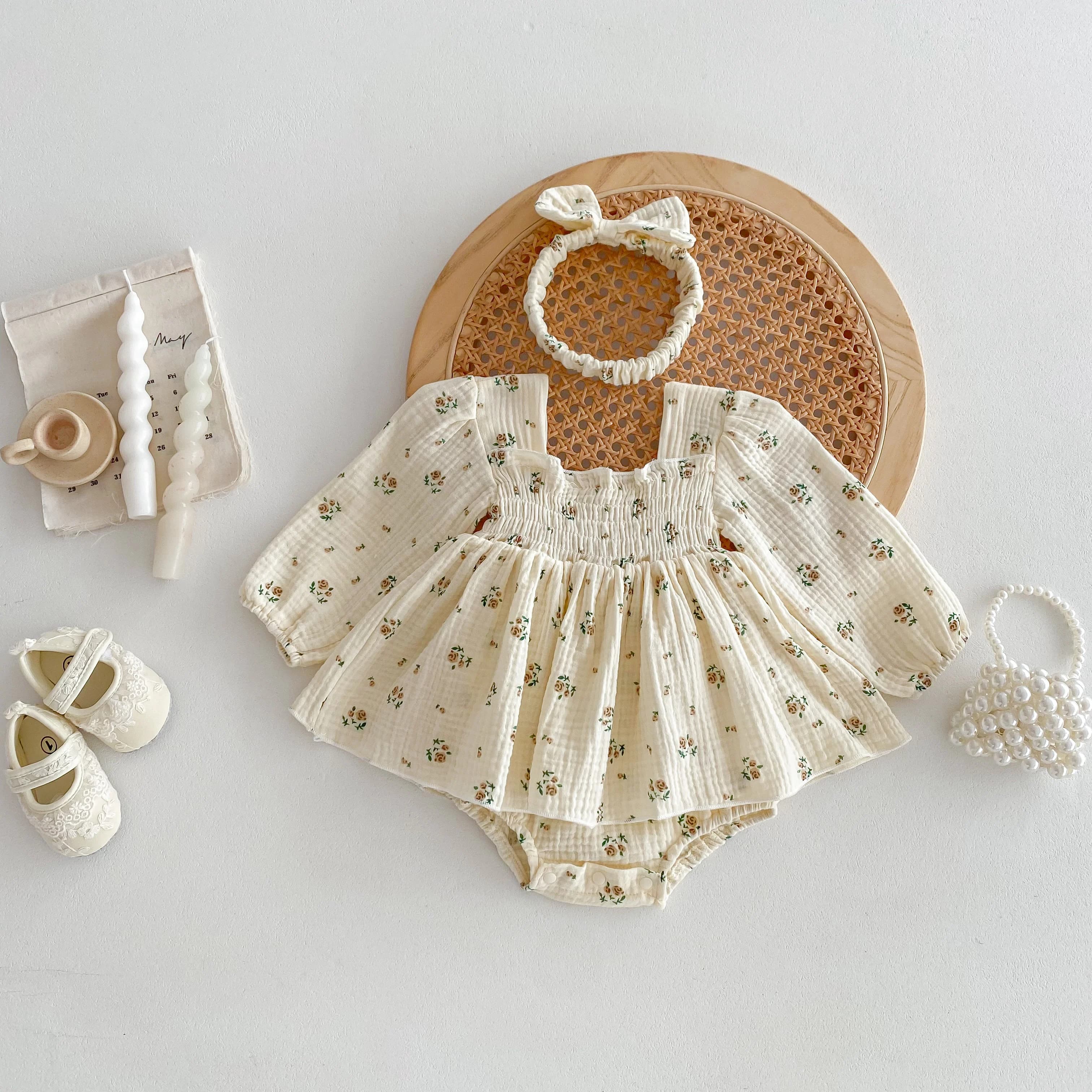 חליפת נסיכות סתווית לתינוקות עם סרט תואם 👑🍂