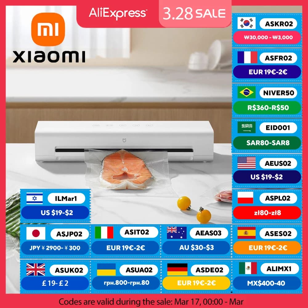 מכונת ואקום XIAOMI MIJIA - שומרת על טריות המזון ב-10 שקיות מתנה!